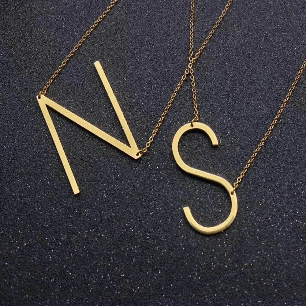 Gold Initial Pendant Necklace Letter A-Z - Picture 5 of 9